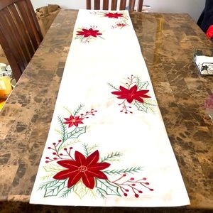 Secret Celebrity Table Runner  Holiday Poinsettia Christmas 14’ X 72”